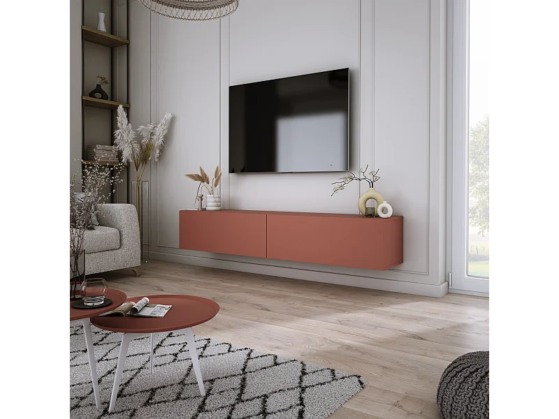 Meuble TV : Rouge Brique, 170 x 34 x 32 cm