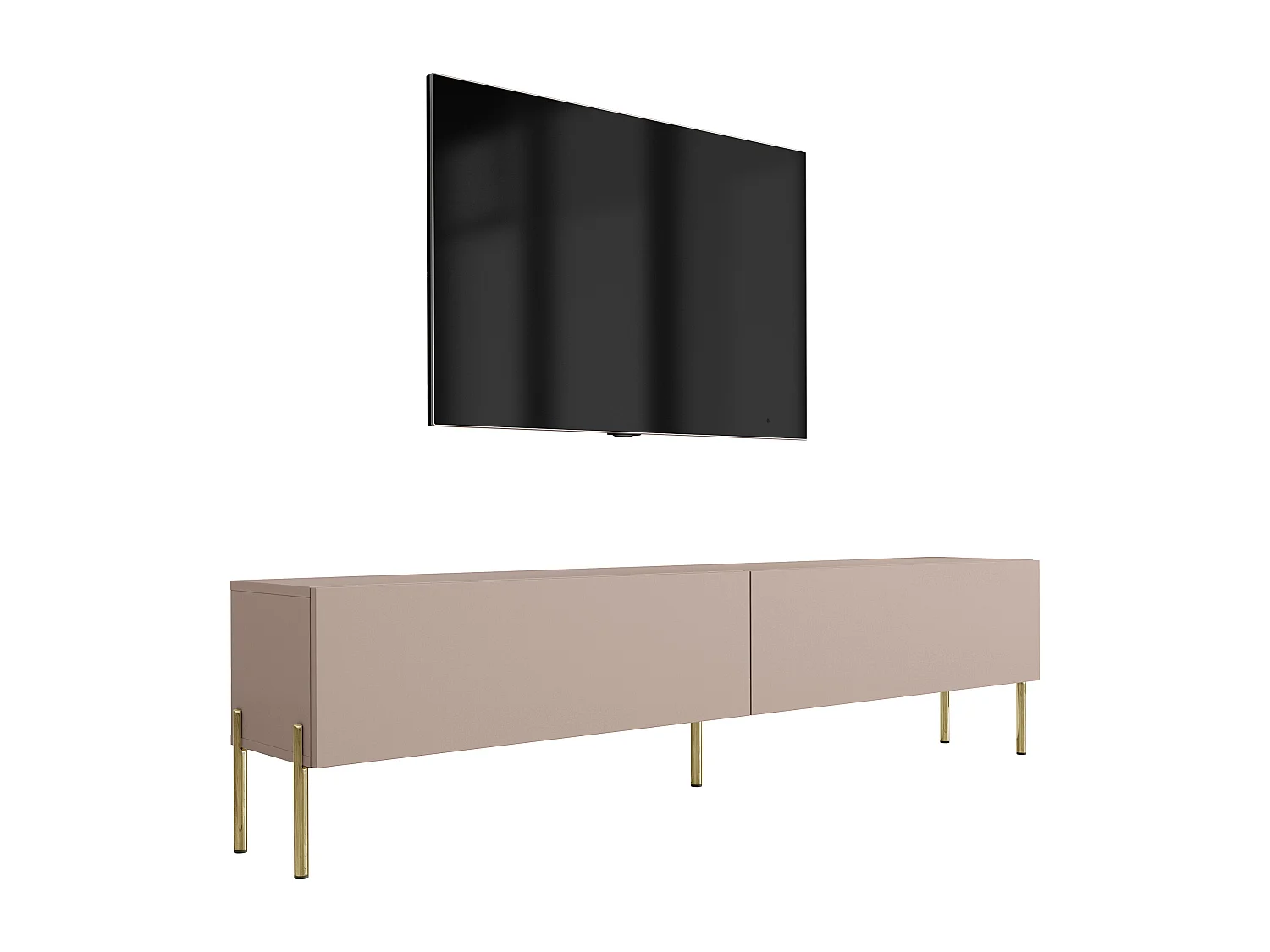 Meuble TV : Brun Caramel, 170 x 52 x 32 cm, pieds dorées