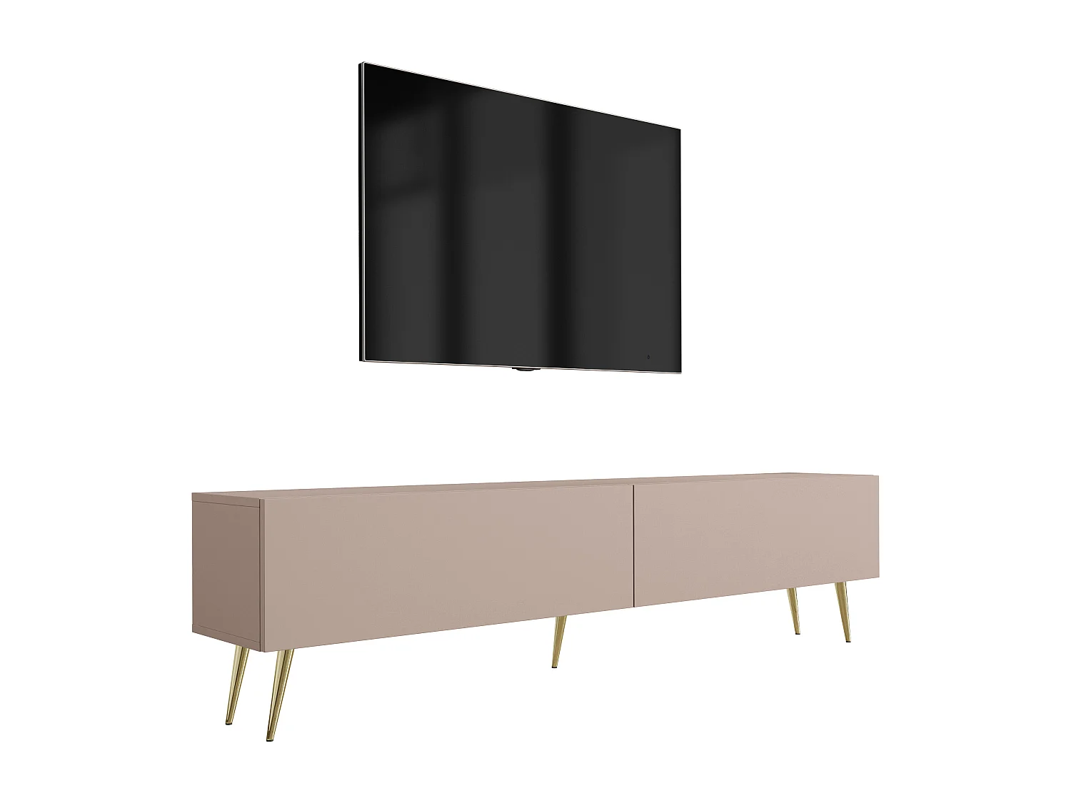 Meuble TV : Brun Caramel, 170 x 52 x 32 cm, pieds dorées