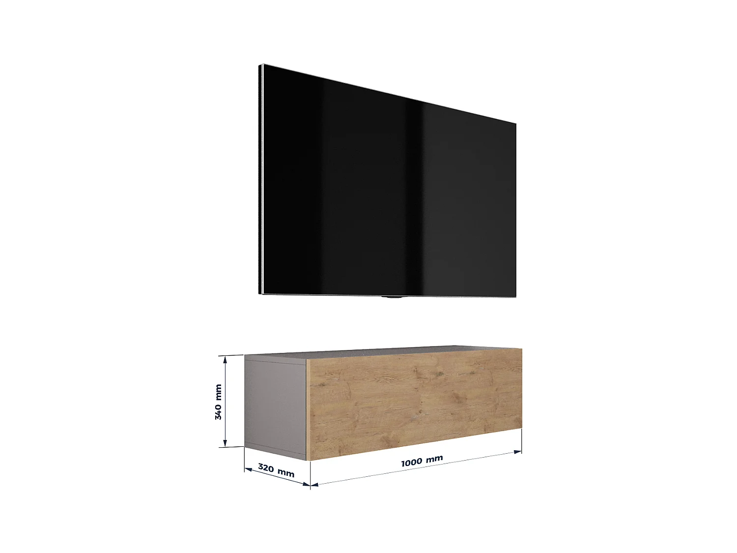 Hängendes TV-Gerät, 100 x 34 x 32 cm, Anthrazit / Lancelot-Eiche