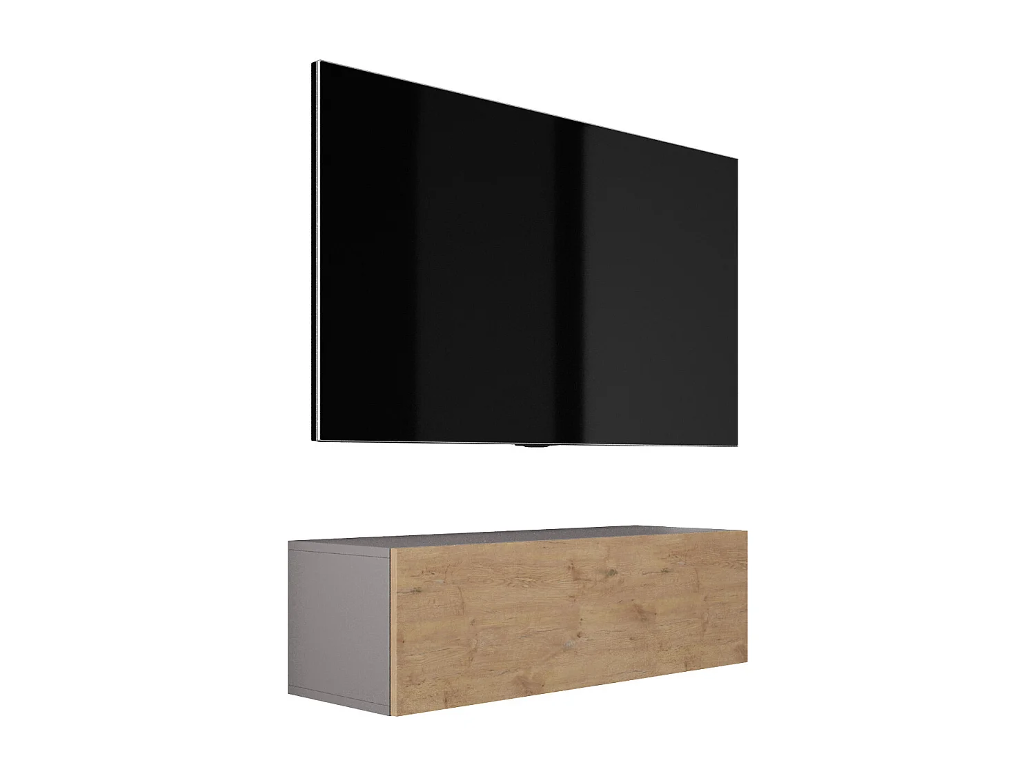 Zawieszana szafka RTV, 100 x 34 x 32 cm, Antracyt / Dąb Lancelot