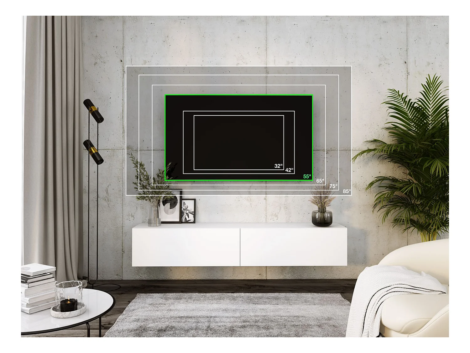 Zawieszana szafka pod telewizor, 170 x 34 x 32 cm, biały mat