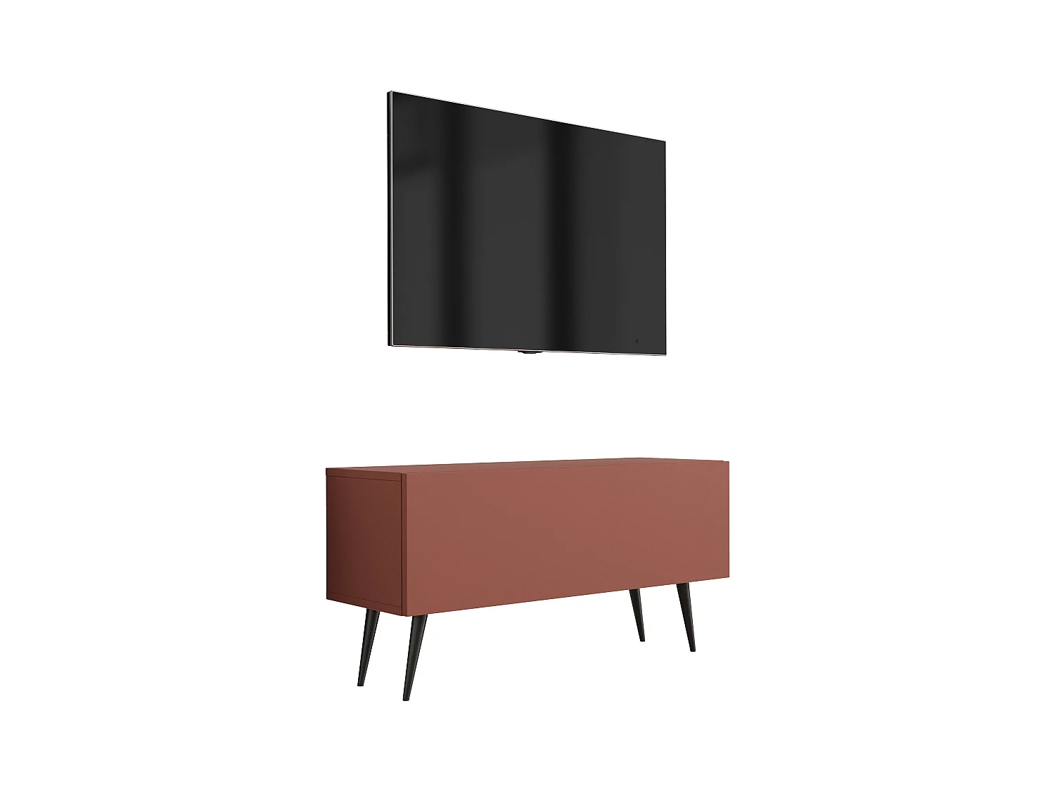 Mueble TV: Rojo ladrillo, 100 x 52 x 32 cm, patas negras