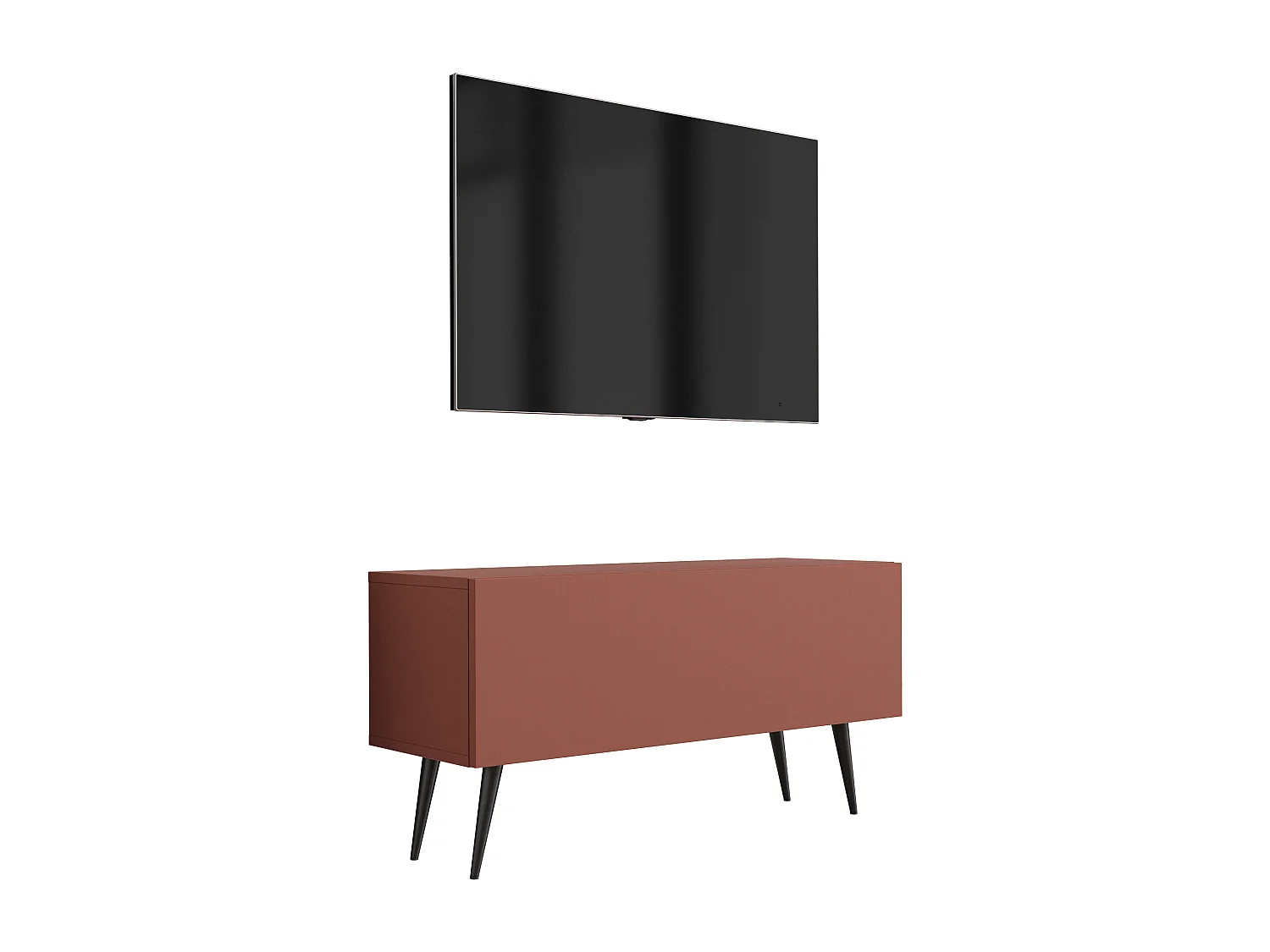 Meuble TV : Rouge Brique, 100 x 52 x 32 cm, pieds noires