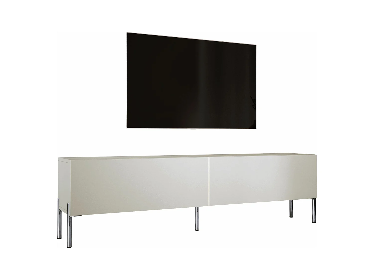 Meuble TV : Cachemire, pieds Chrome, 170 x 52 x 32 cm