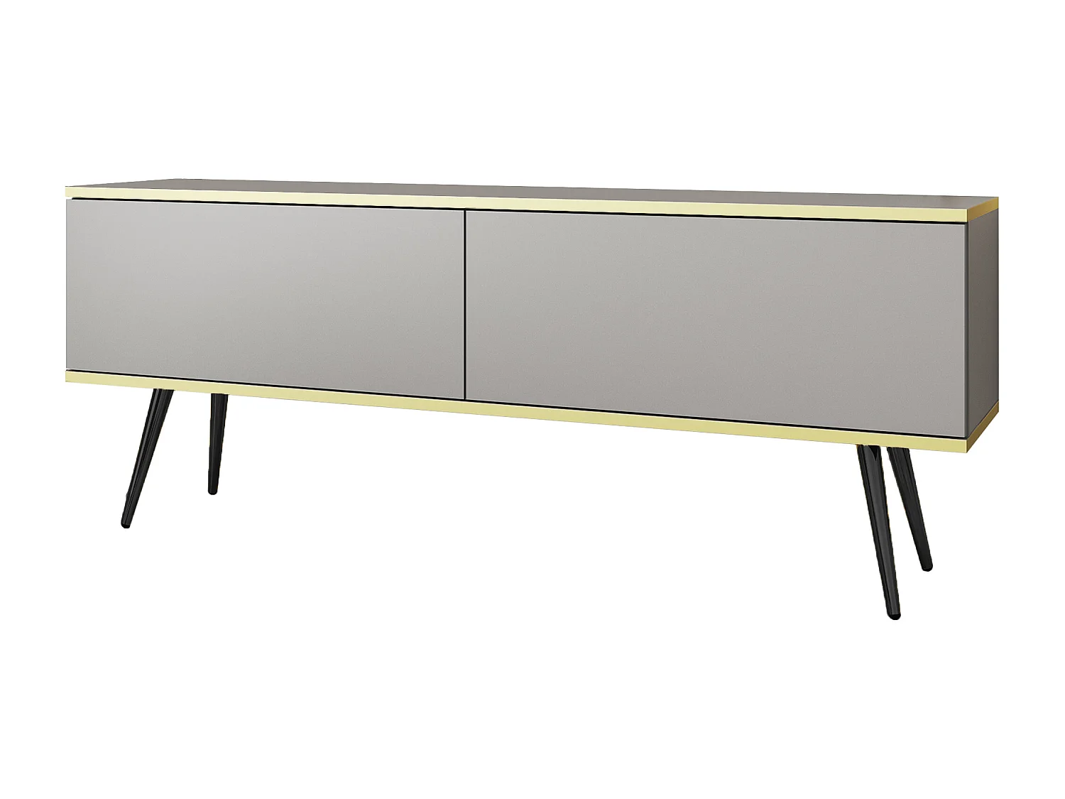 Szafka RTV, szara, czarne nogi, 135 x 30 x 52 cm, Push to Open