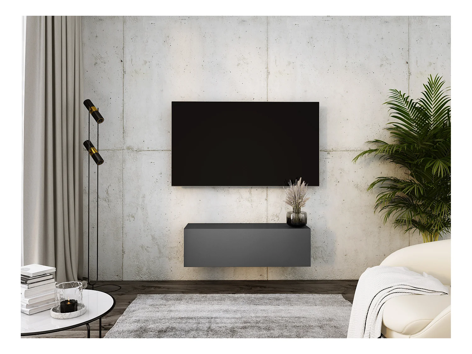 Mueble para TV suspendido, 100 x 34 x 32 cm, antracita