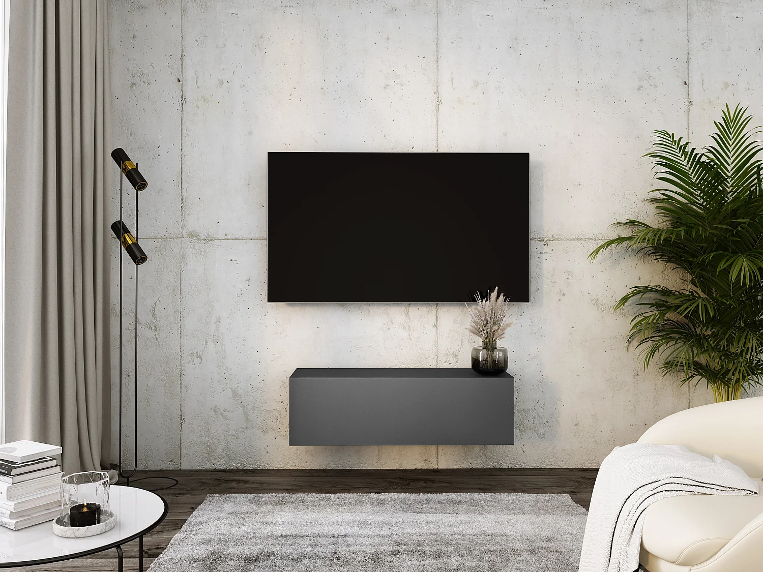 Hängendes TV-Gerät, 100 x 34 x 32 cm, Anthrazit