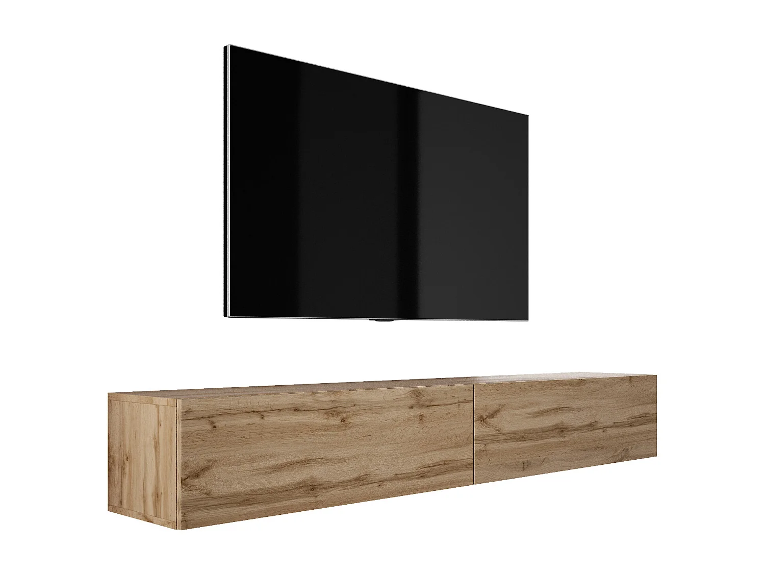 Meuble TV Suspendu, (2 x 100) x 34 x 32 cm, Chêne Wotan