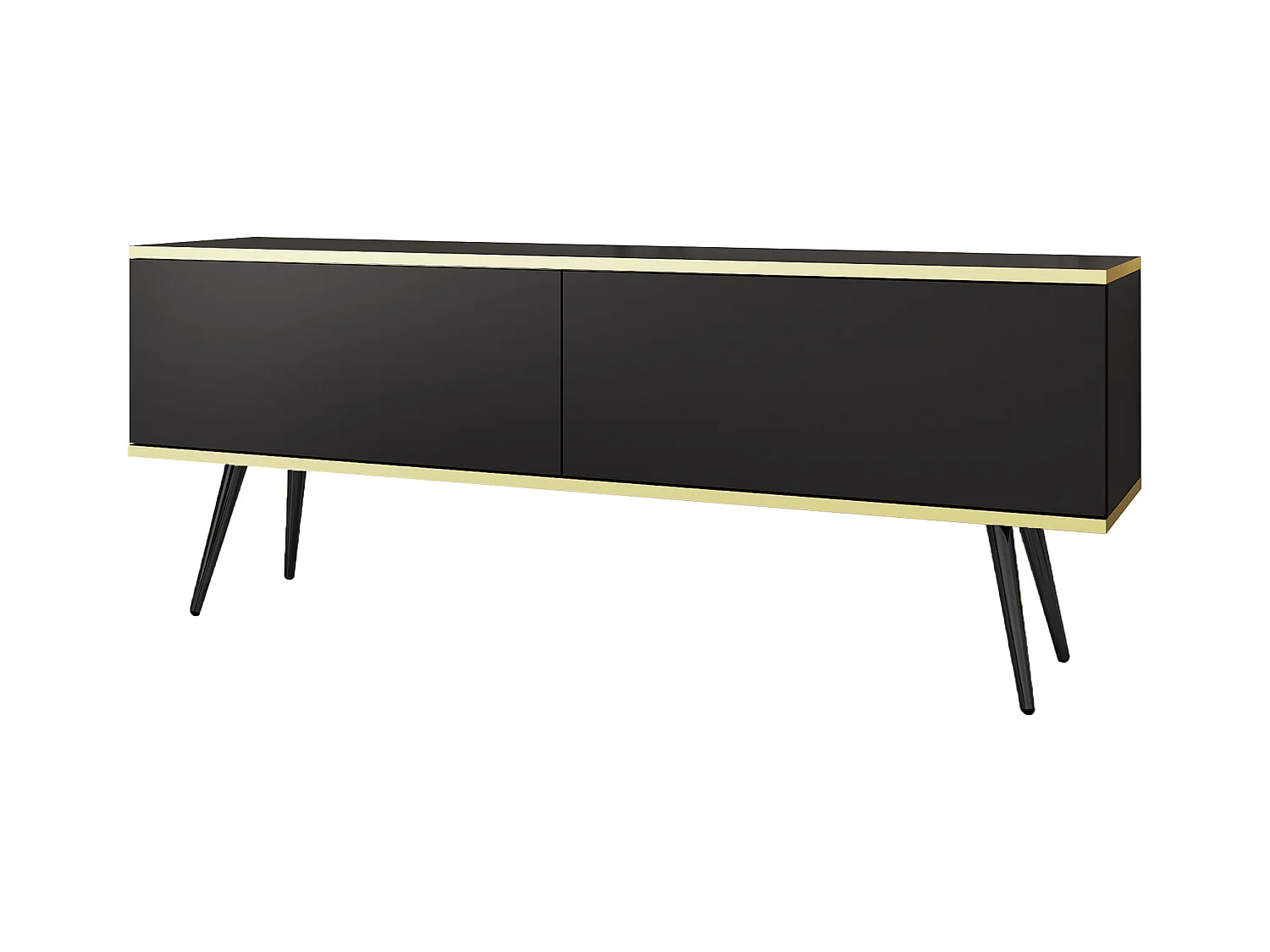 Szafka RTV, czarna, czarne nogi, 135 x 30 x 52 cm, Push to Open