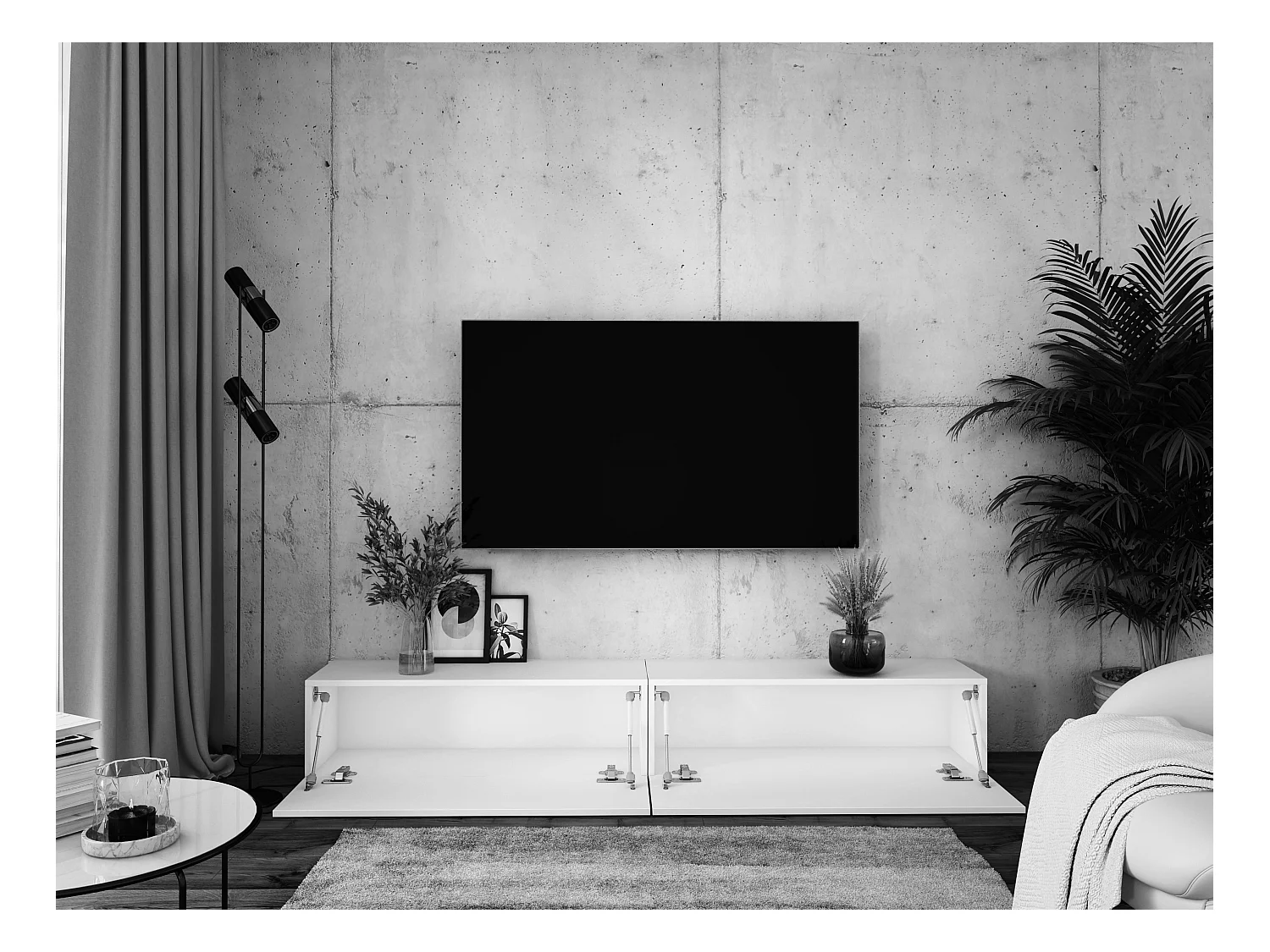 Meuble TV Suspendu, (2 x 100) x 34 x 32 cm, Cachemire