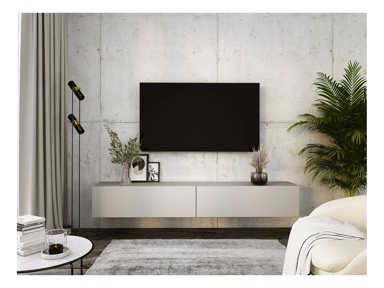 Hängendes TV-Gerät, (2 x 100) x 34 x 32 cm, Kaschmir