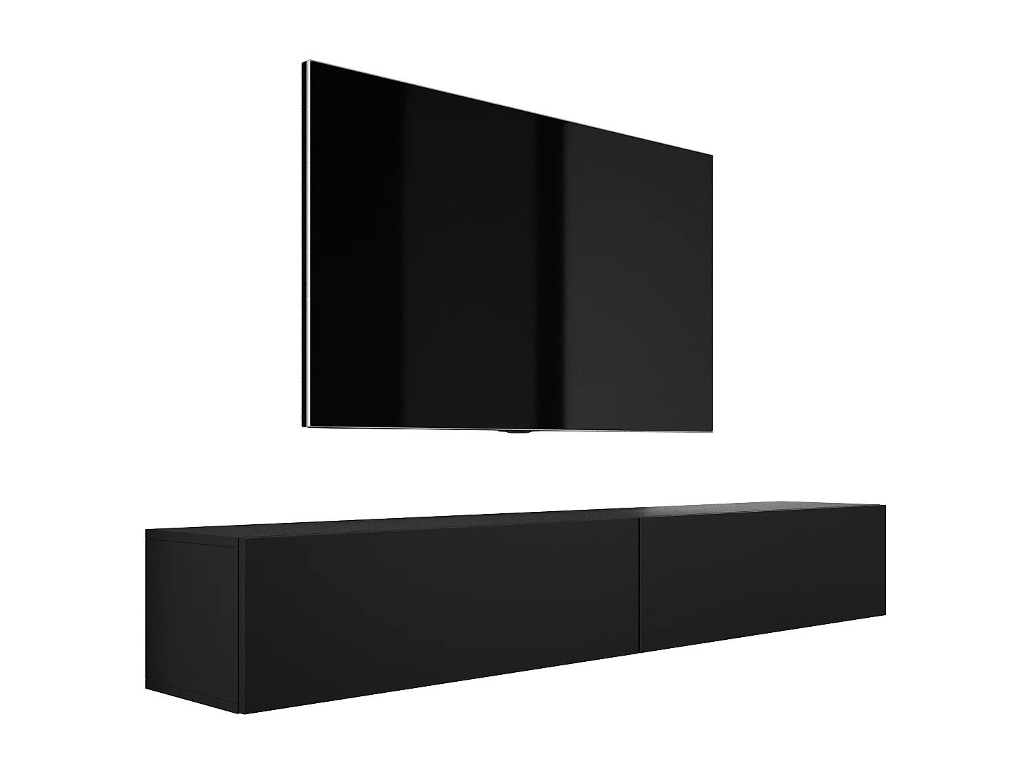 Móvel de TV suspenso, (2 x 100) x 34 x 32 cm, preto mate