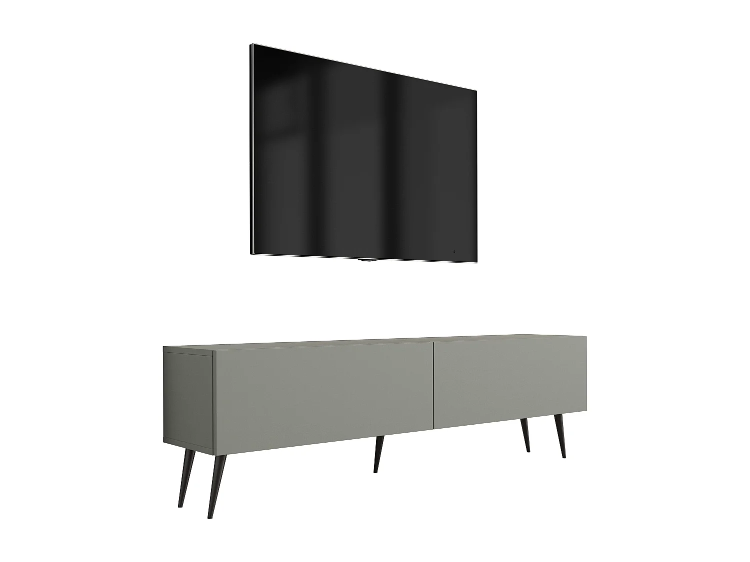 Szafka RTV: Aloe, 140 x 52 x 32 cm, czarne nogi