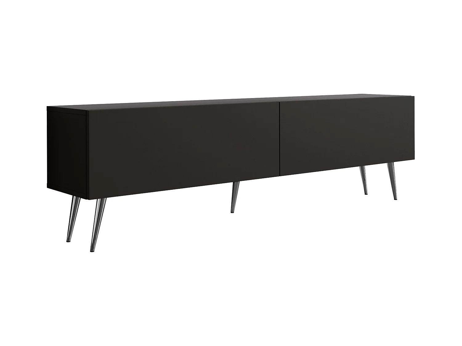 Mobile TV: nero opaco, gambe cromate, 170 x 52 x 32 cm