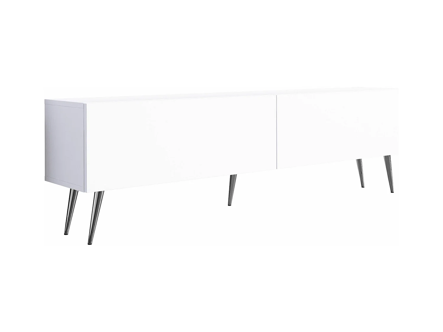 Mueble TV: Blanco Mate, Patas Cromadas, 170 x 52 x 32 cm