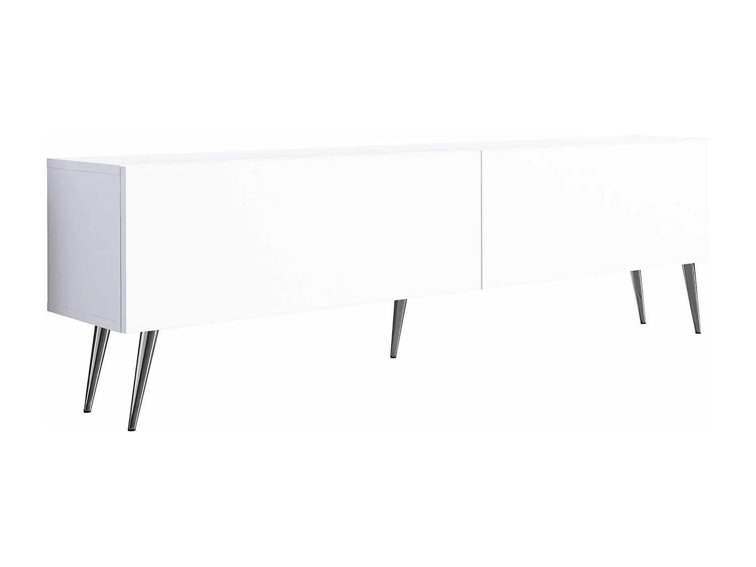 Szafka RTV: Biały Mat, Nogi Chrom, 170 x 52 x 32 cm