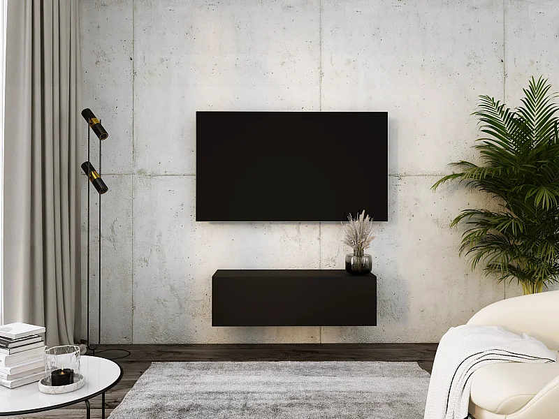 Hängendes TV-Gerät, 100 x 34 x 32 cm, Mattschwarz