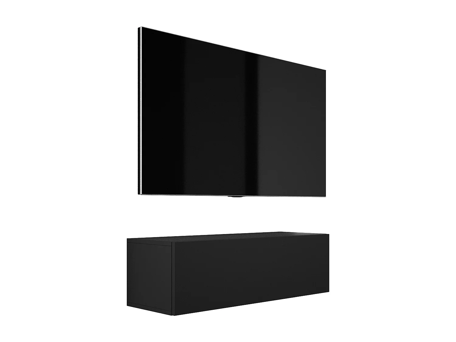 Zawieszana szafka pod telewizor, 100 x 34 x 32 cm, czarny mat
