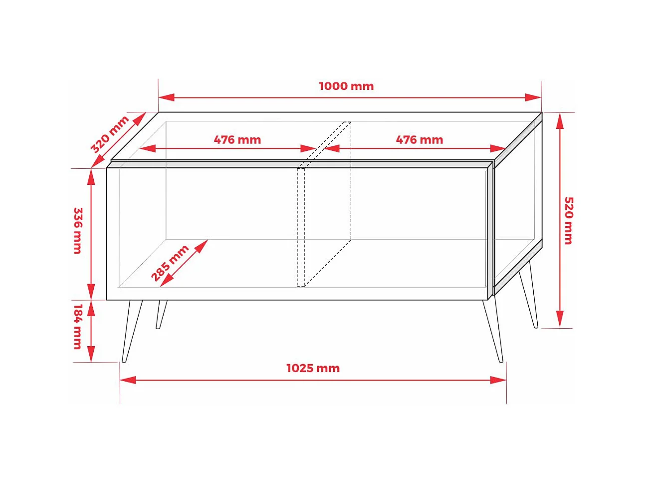 Anthrazitfarbener TV-Schrank, Chrombeine, 100 x 52 x 32 cm