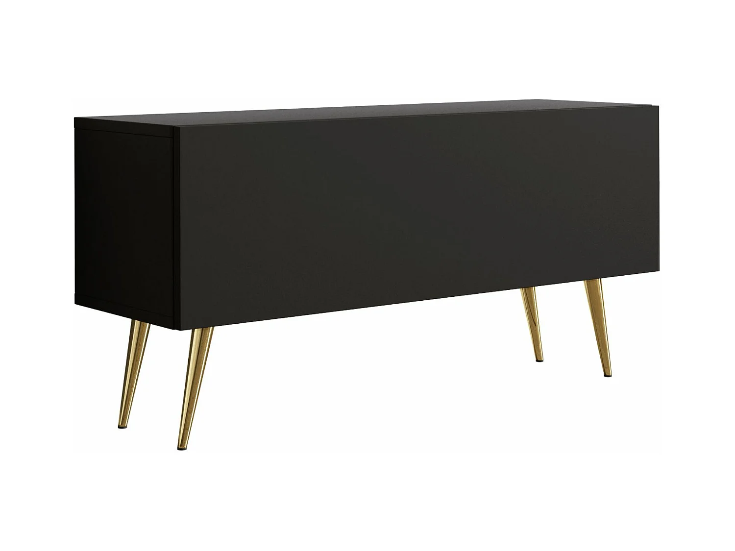 Meuble TV : Noir Mat, pieds dorées, 100 x 52 x 32 cm