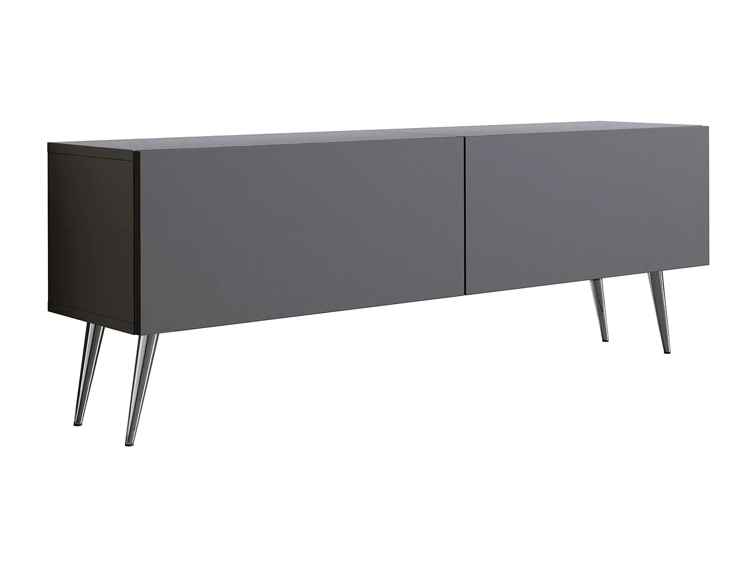Mueble TV: Antracita, Patas cromadas, 140 x 52 x 32 cm
