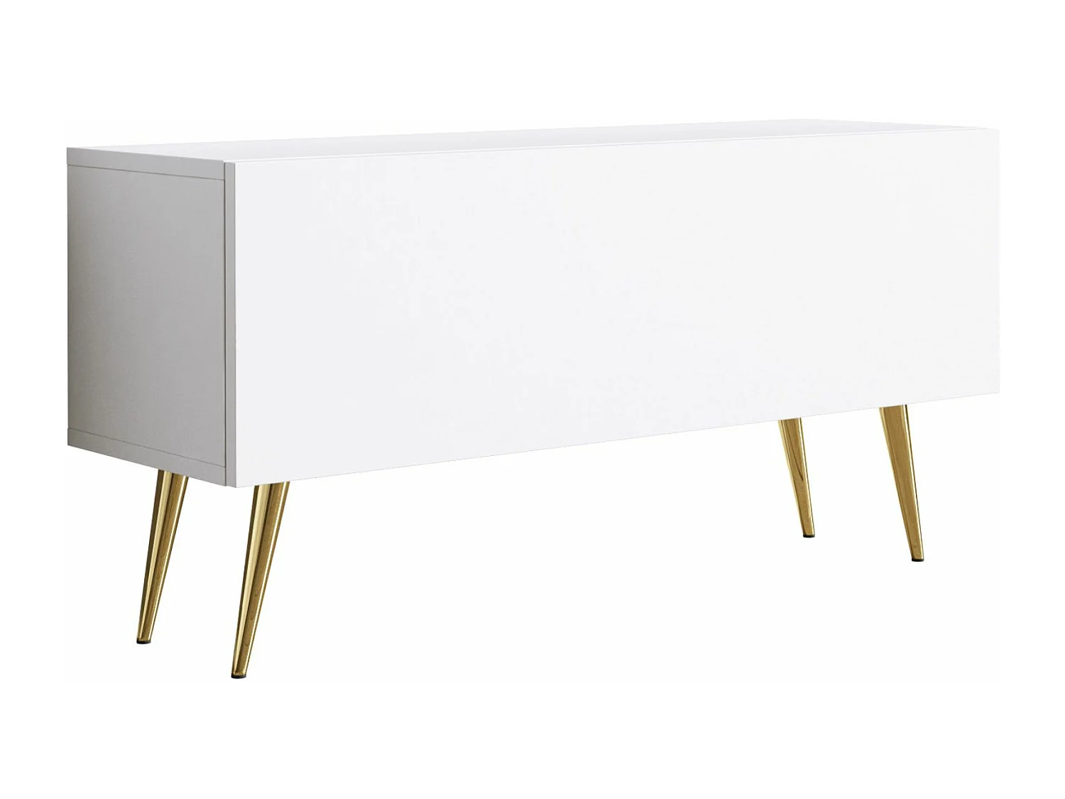TV-Schrank, Mattweiß, goldene Beine, 100 x 52 x 32 cm
