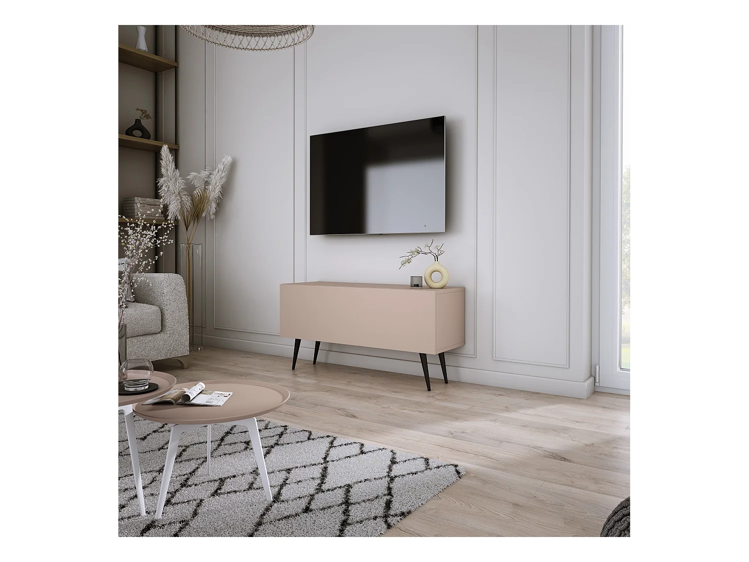 Meuble TV : Brun Caramel, 100 x 52 x 32 cm, pieds noires