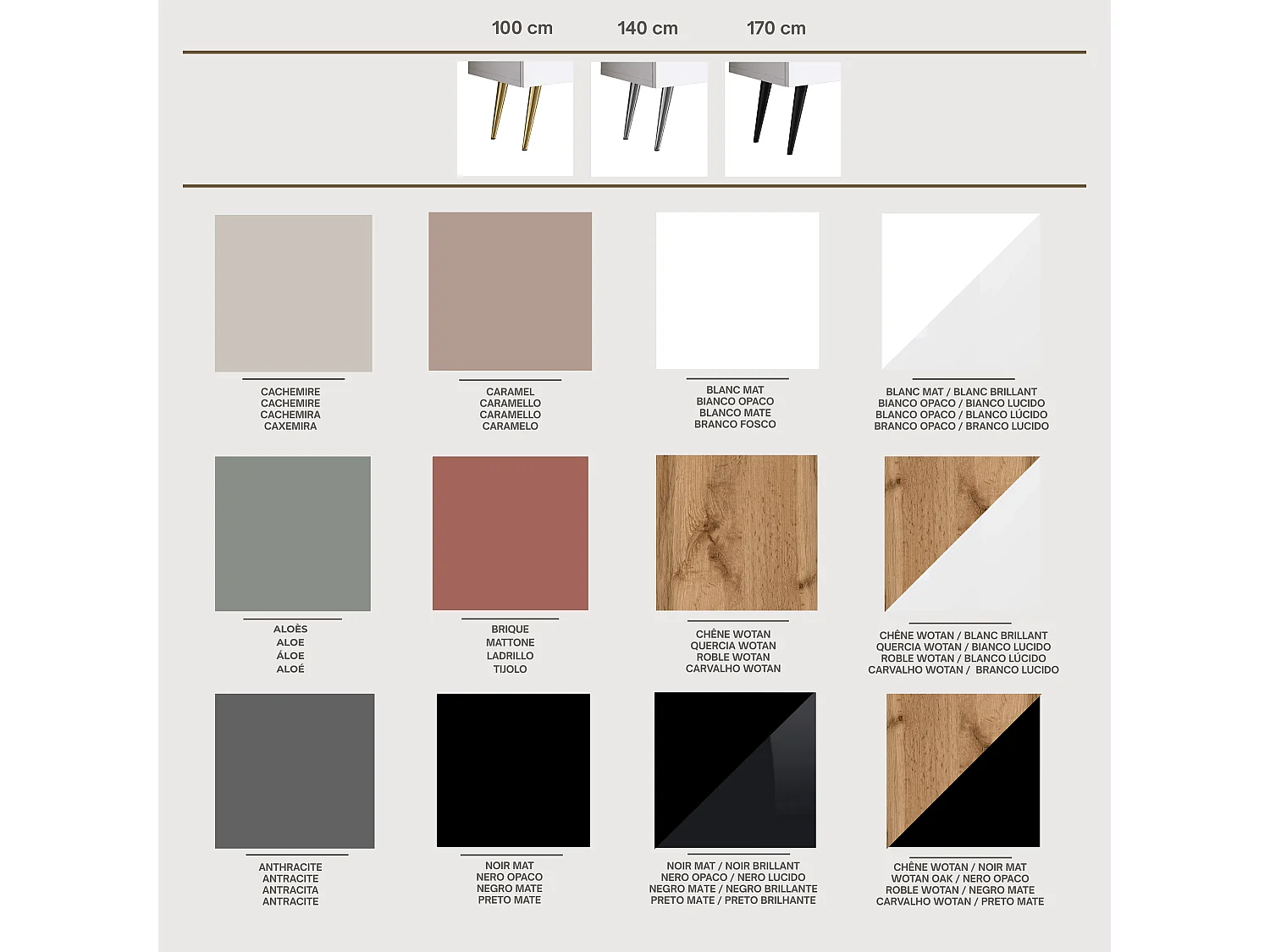 Meuble TV : Noir Mat/Noir Brillant, pieds Chrome, 100 x 52 x 32 cm