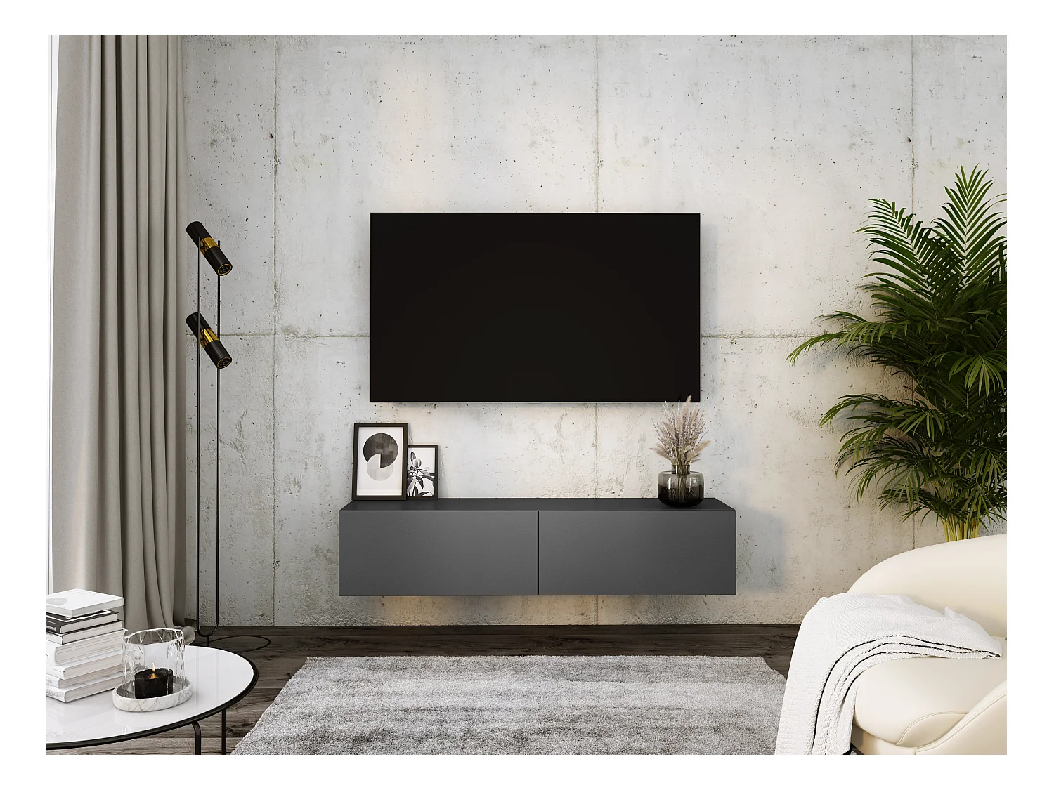 Hängendes TV-Gerät, 140 x 34 x 32 cm, Anthrazit