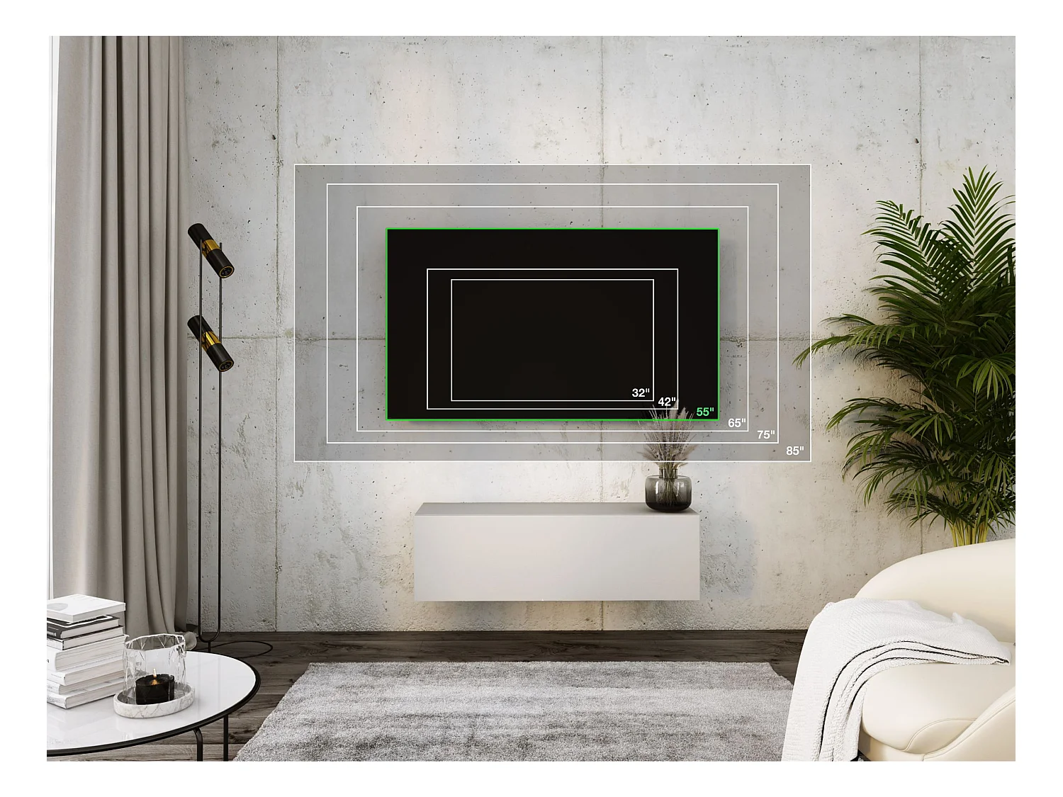 Mobile TV sospeso, 100 x 34 x 32 cm, Cashmere