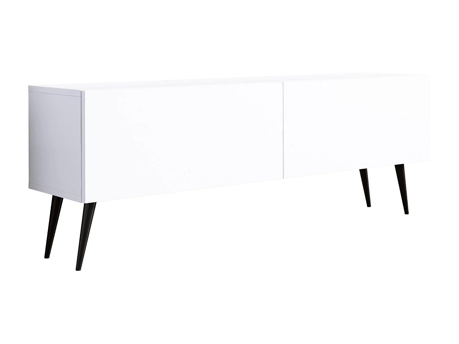 TV-meubel: Mat wit, zwarte poten, 140 x 52 x 32 cm