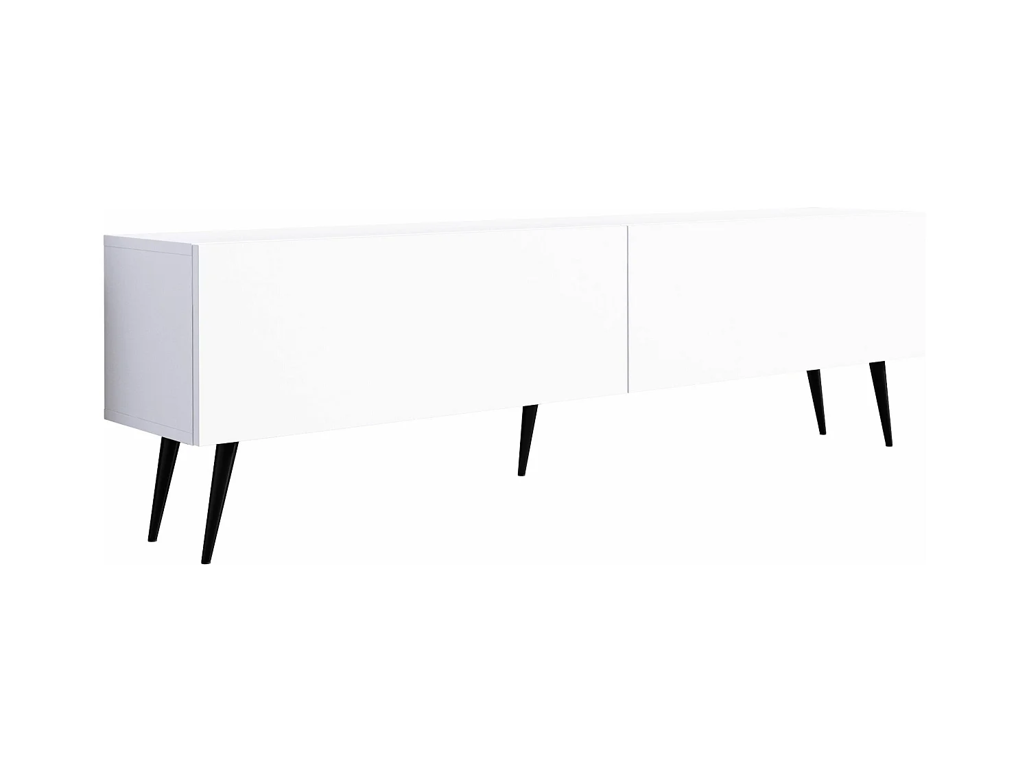 Móvel TV: Branco mate, pernas pretas, 170 x 52 x 32 cm