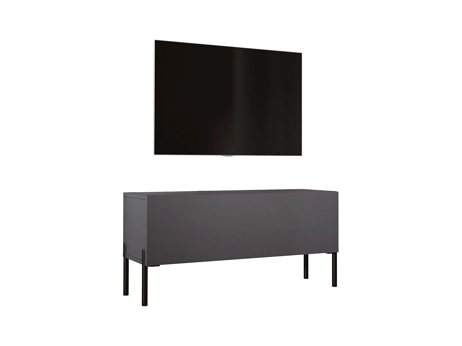 Meuble TV Anthracite, pieds noires, 100 x 52 x 32 cm
