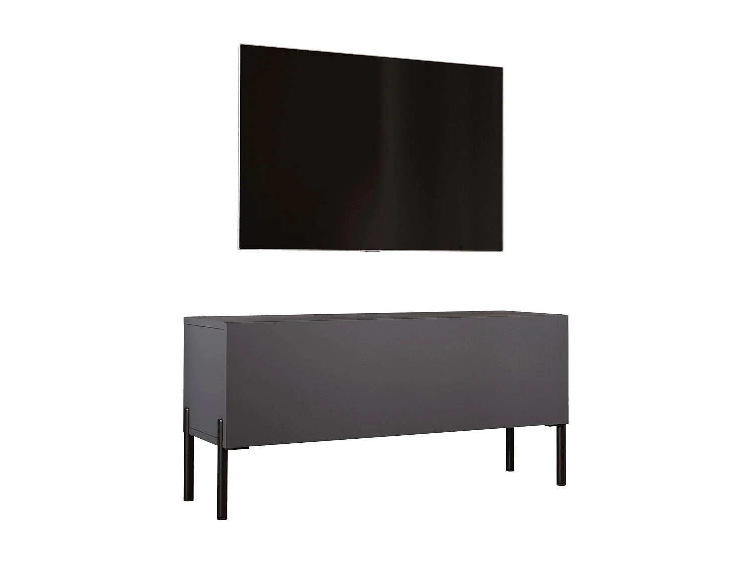 Meuble TV Anthracite, pieds noires, 100 x 52 x 32 cm
