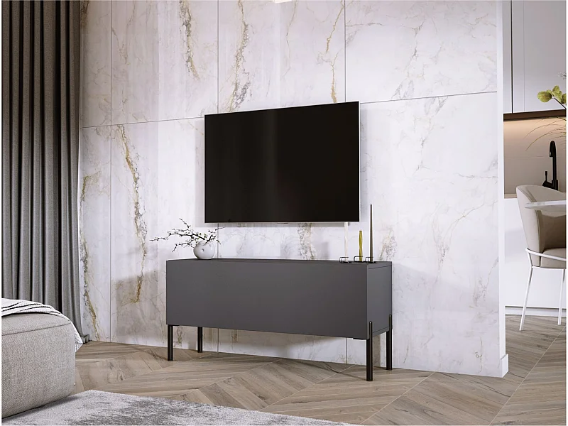 Anthrazitfarbener TV-Schrank, schwarze Beine, 100 x 52 x 32 cm