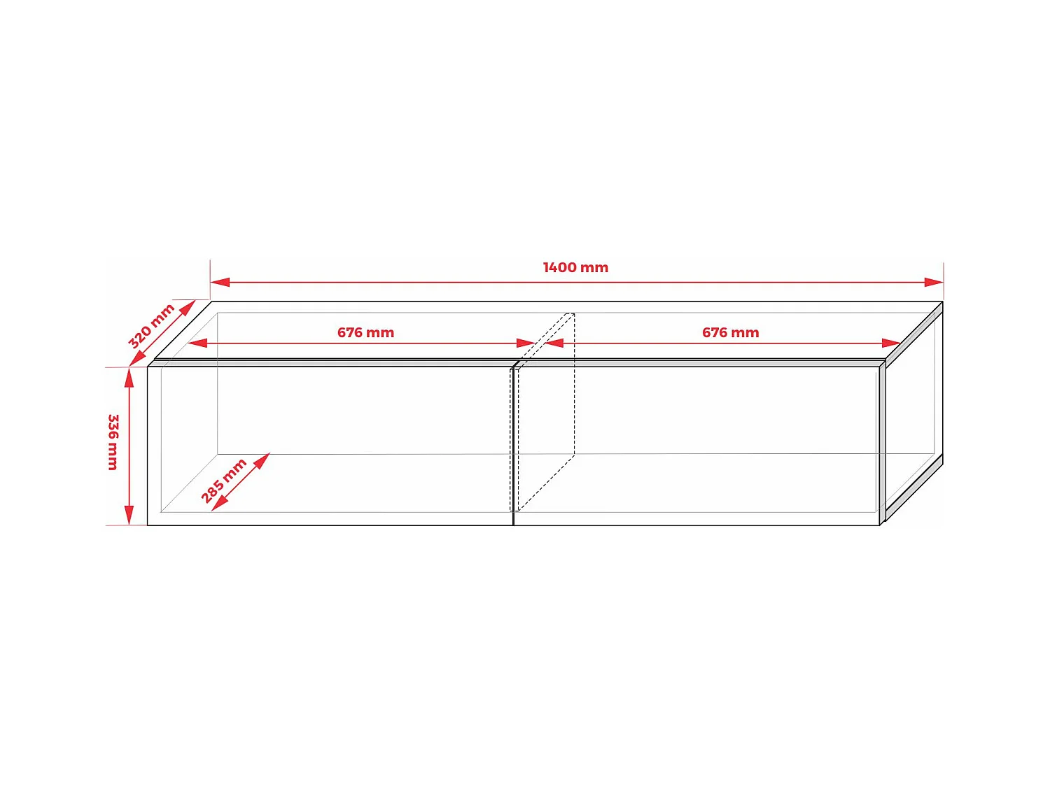 Mobile TV sospeso, 140 x 34 x 32 cm, Cashmere