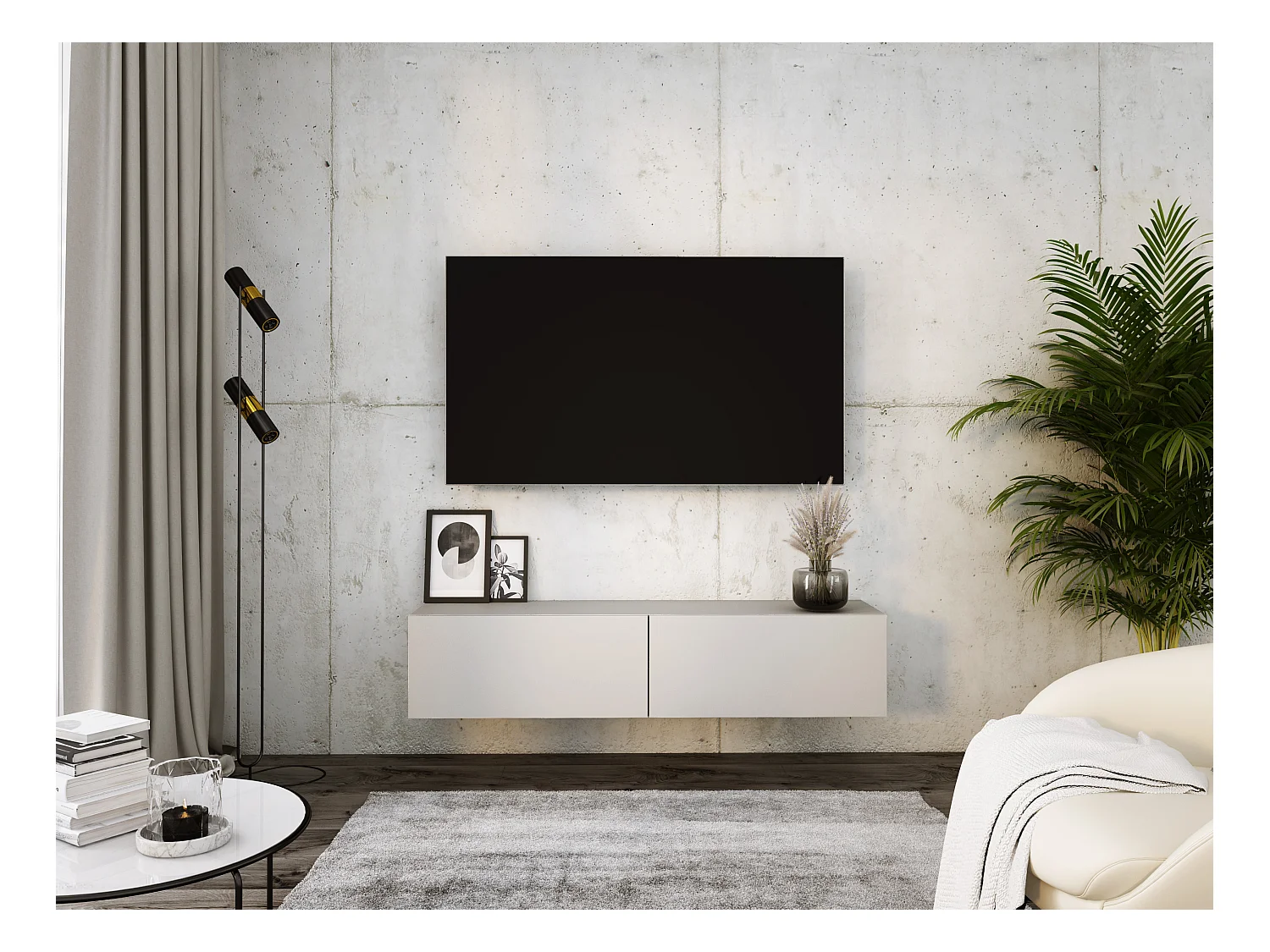 Meuble TV Suspendu, 140 x 34 x 32 cm, Cachemire