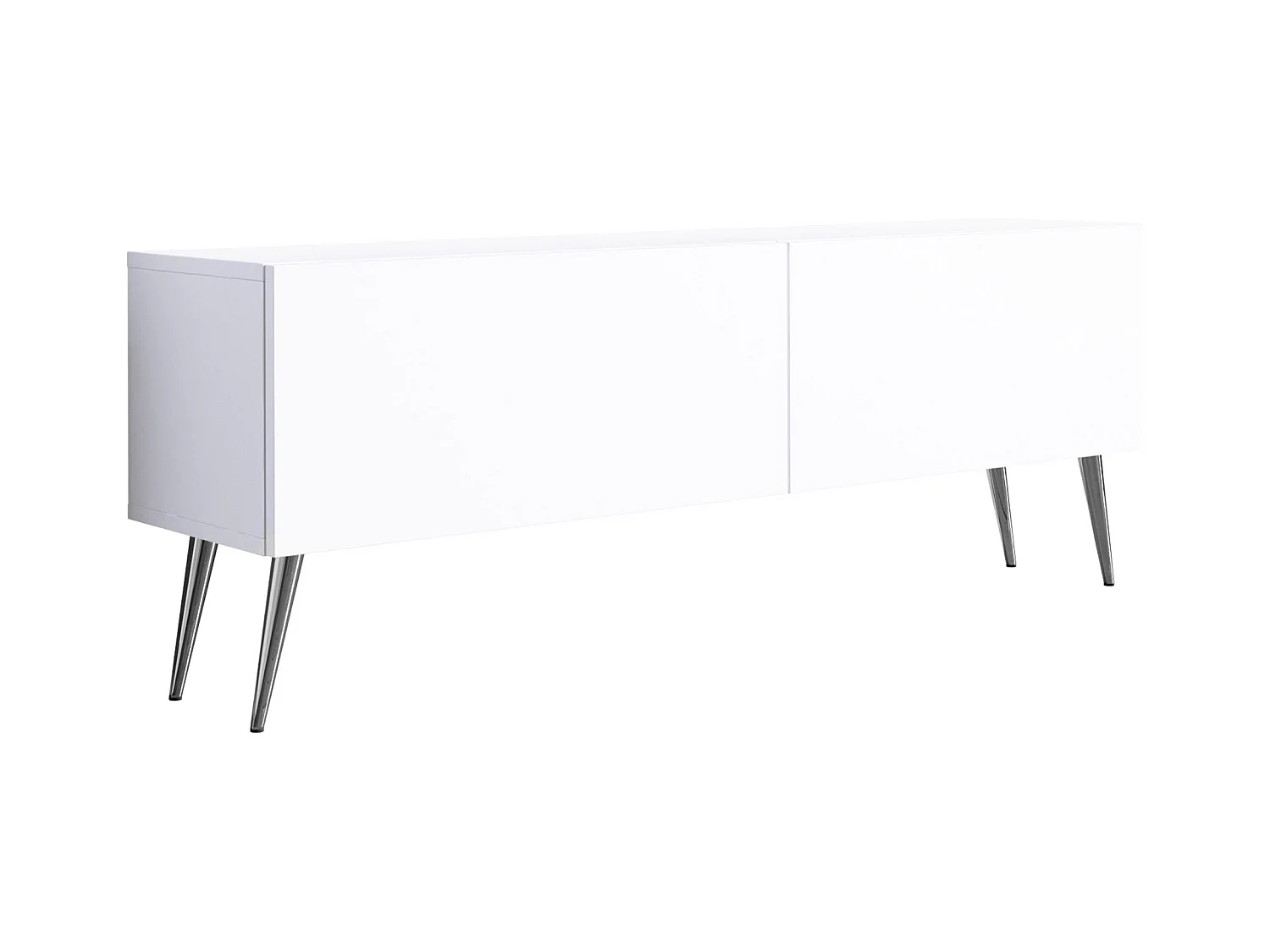 Mueble TV: Blanco Mate, Patas Cromadas, 140 x 52 x 32 cm