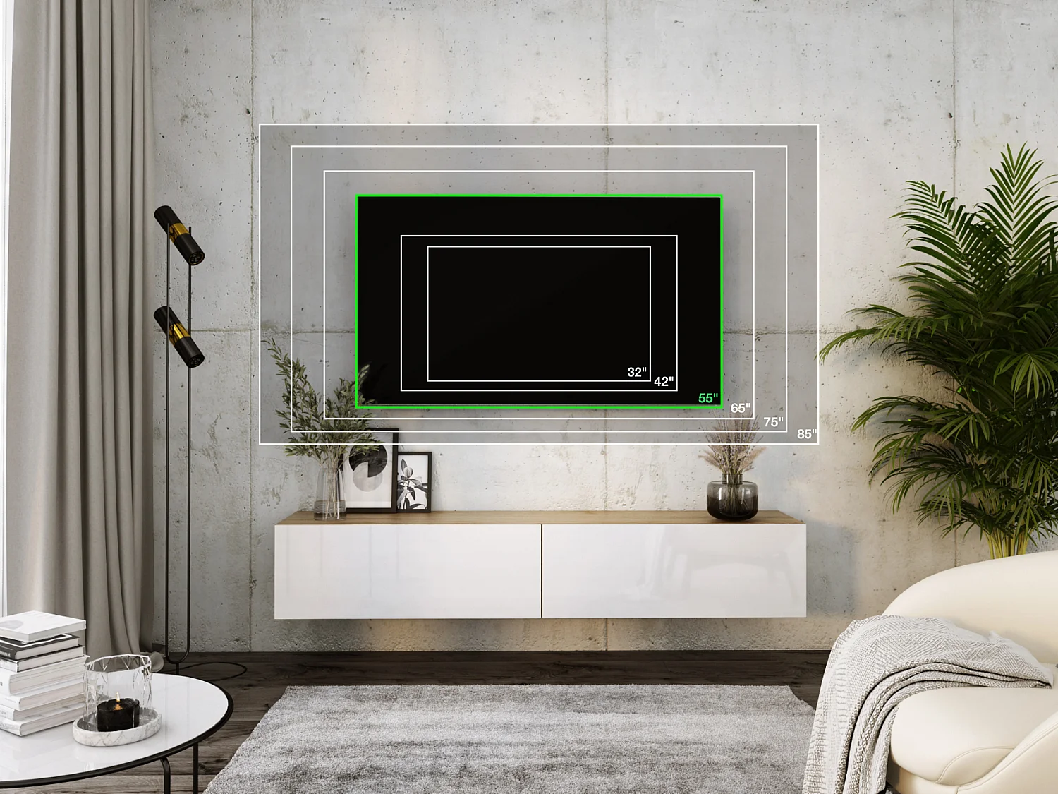 Zawieszana szafka RTV, 170 x 34 x 32 cm, Dąb Wotan / Biały Błyszczący