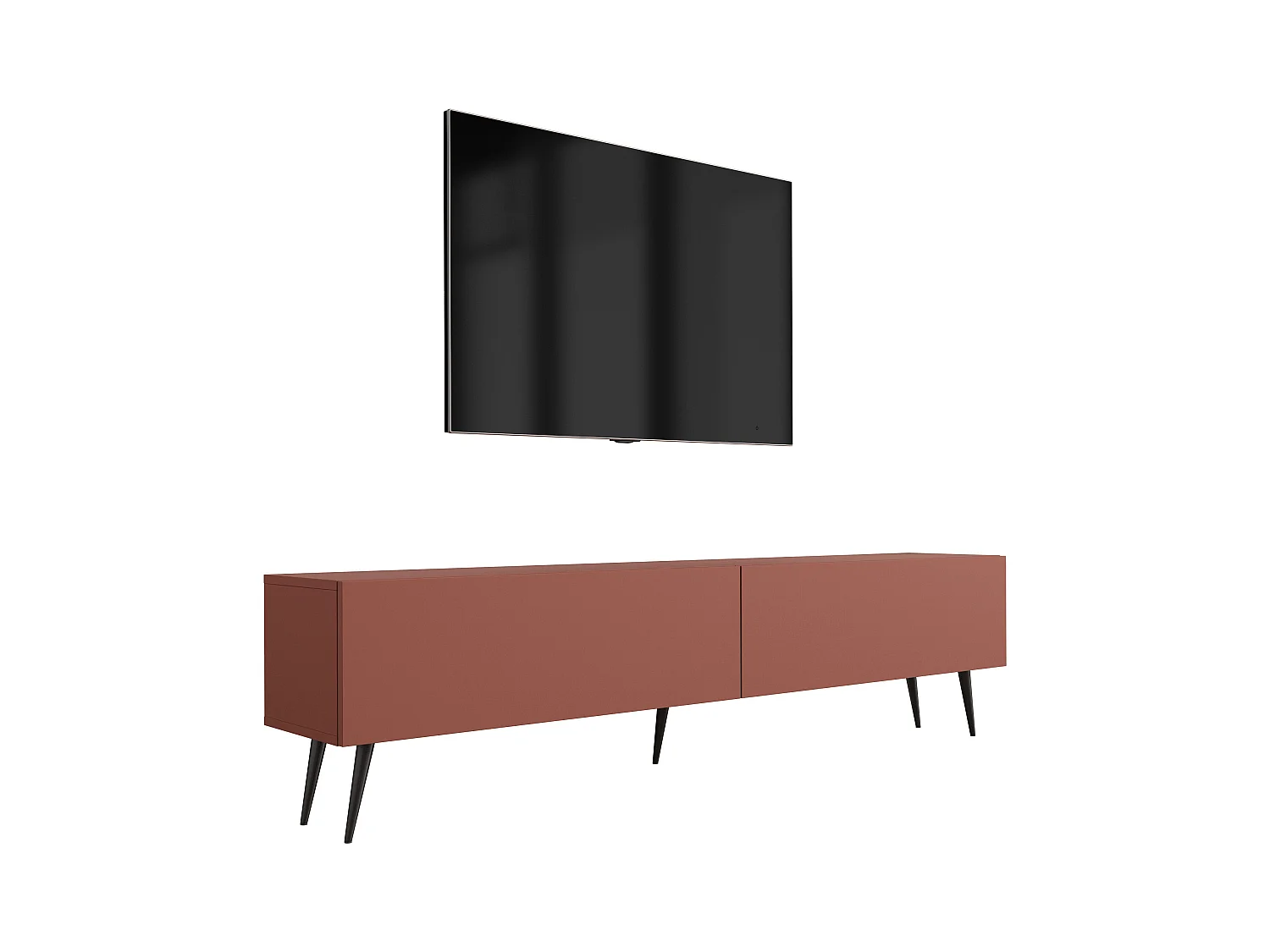 Mueble TV: Rojo ladrillo, 170 x 52 x 32 cm, patas negras