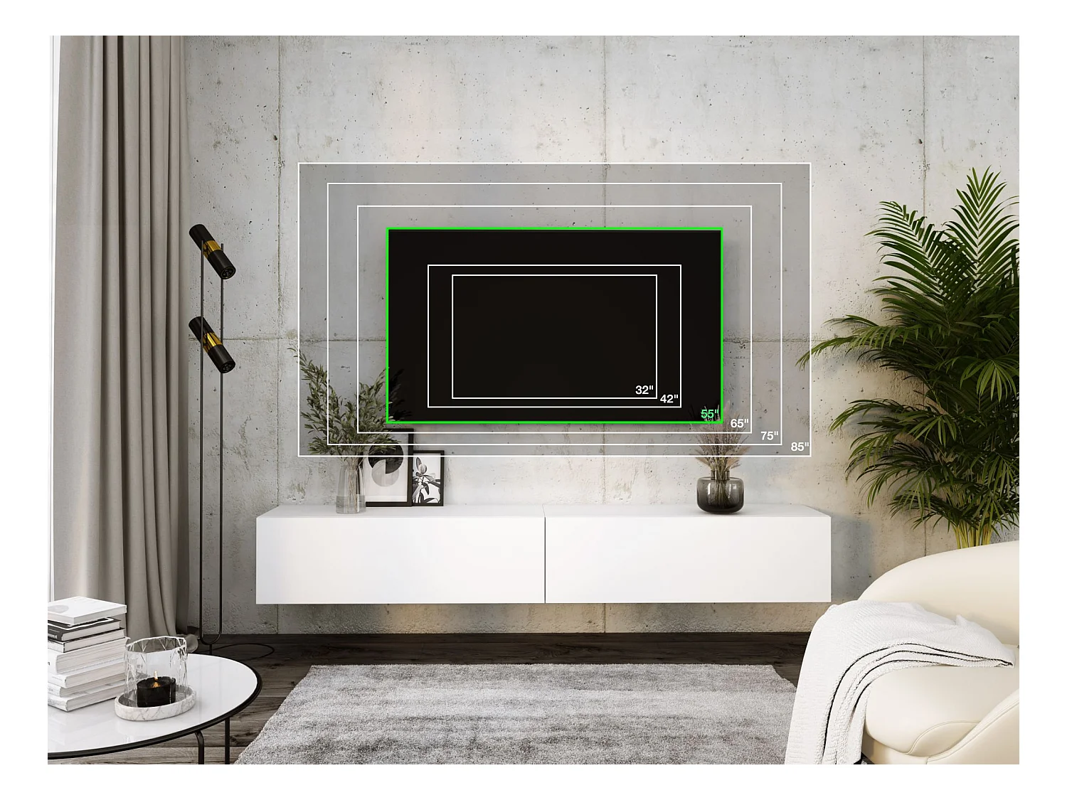 Zawieszana szafka pod telewizor, (2 x 100) x 34 x 32 cm, biały mat