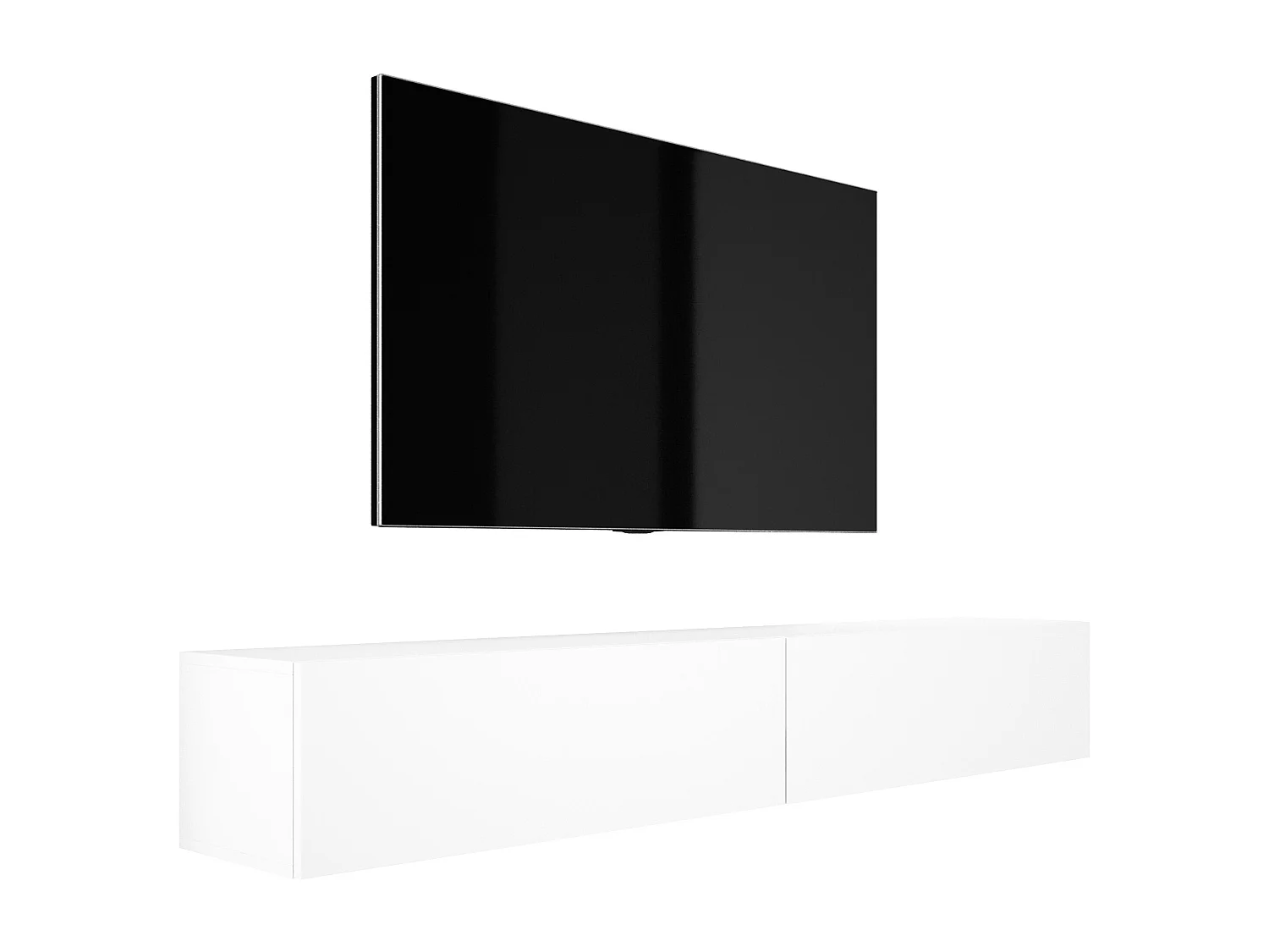Móvel de TV suspenso, (2 x 100) x 34 x 32 cm, branco mate