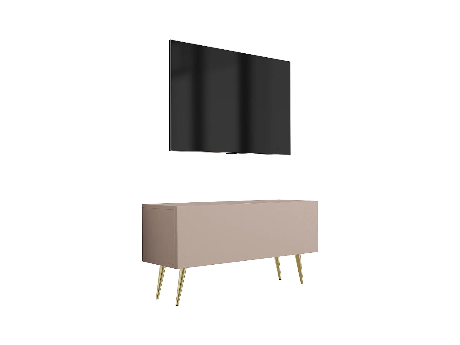 Meuble TV : Brun Caramel, 100 x 52 x 32 cm, pieds dorées