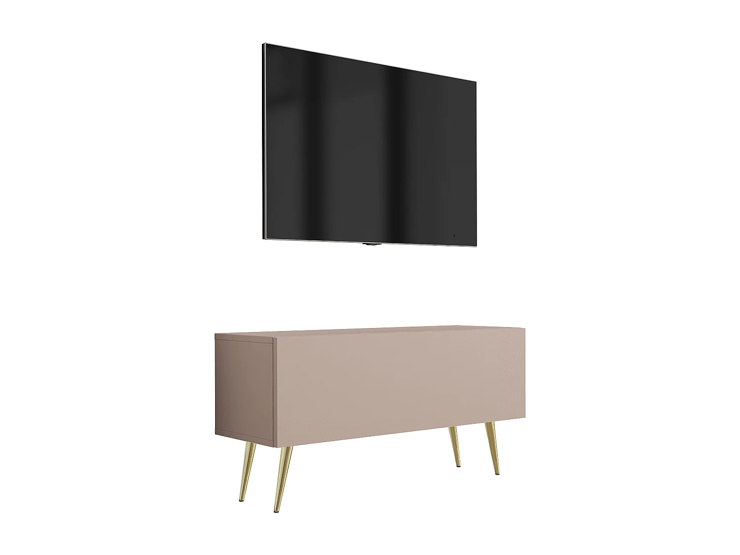 Mueble TV: Marrón caramelo, 100 x 52 x 32 cm, patas doradas