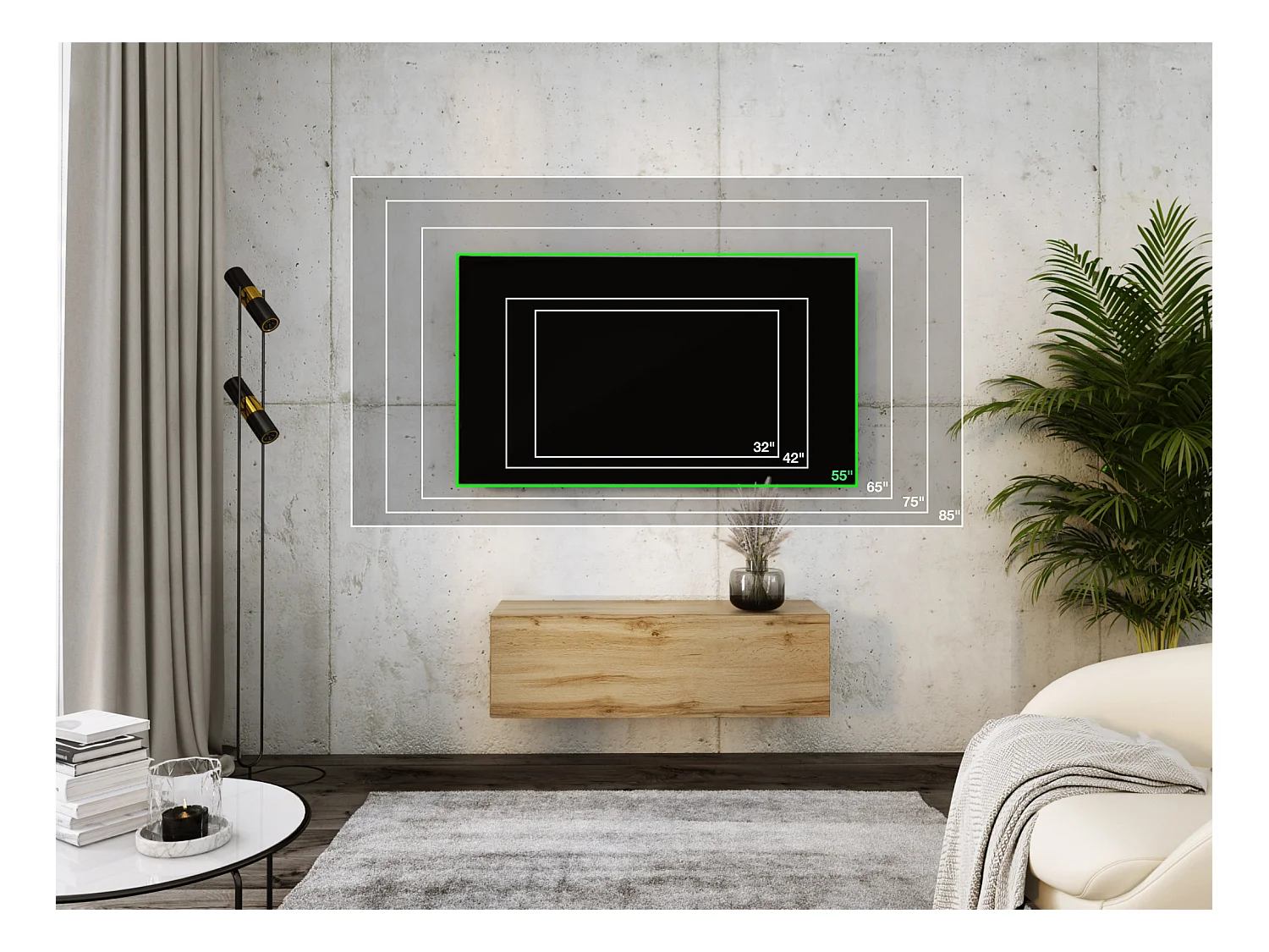 Meuble TV Suspendu, 100 x 34 x 32 cm, Chêne Wotan