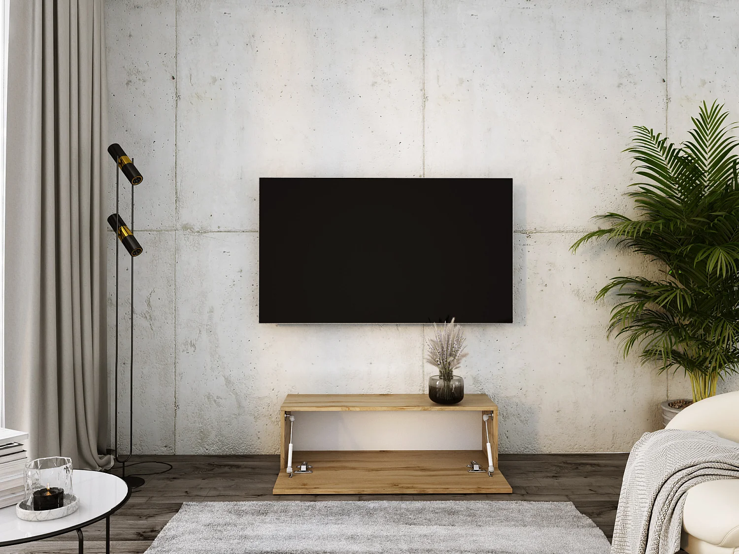 Mobile TV sospeso, 100 x 34 x 32 cm, Rovere Wotan