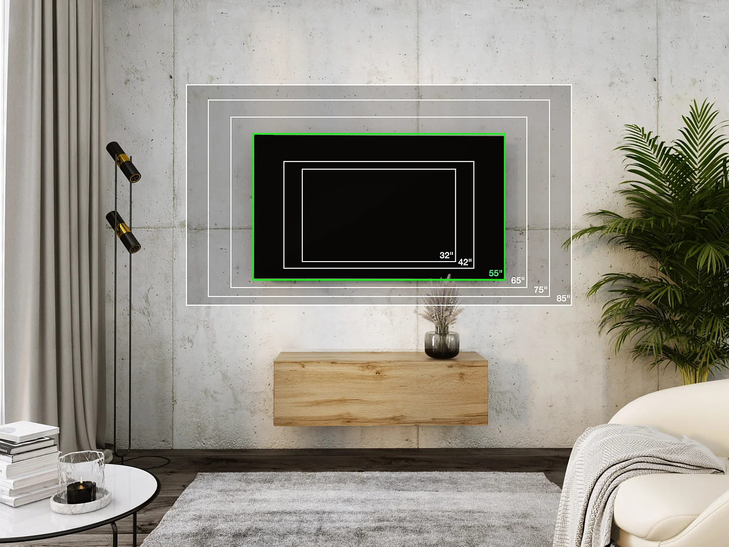 Mobile TV sospeso, 100 x 34 x 32 cm, Rovere Wotan