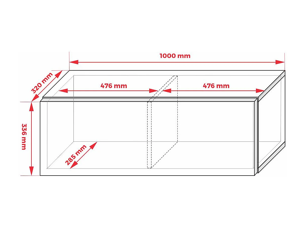 Mobile TV sospeso, 100 x 34 x 32 cm, Rovere Wotan