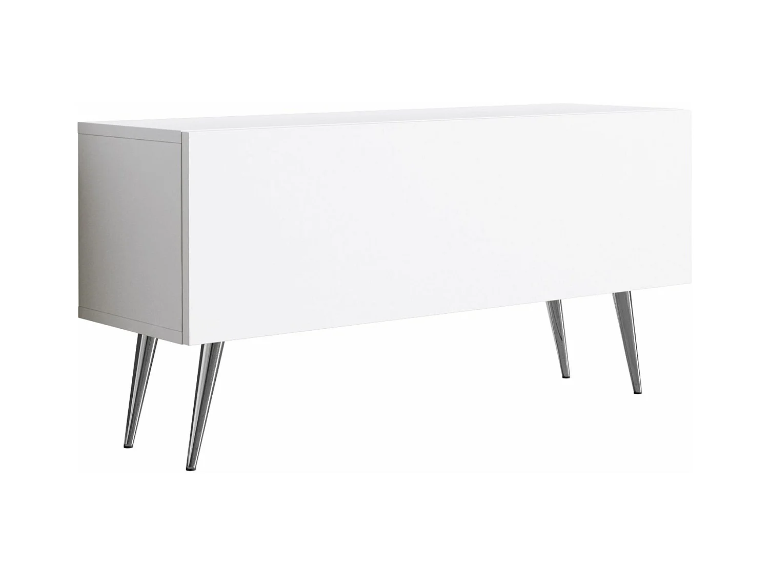 Mueble TV, Blanco Mate, Patas Cromadas, 100 x 52 x 32 cm